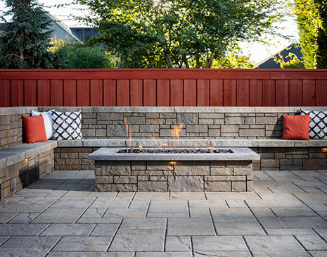 Atlanta Hardscapes with Built-In Seat Walls on Paver Patios